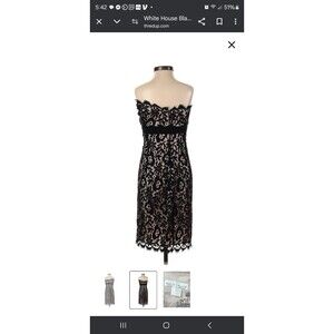 White House Black Market Strapless  Dress Sz 8 Lace  Lined Dressy Party Classy